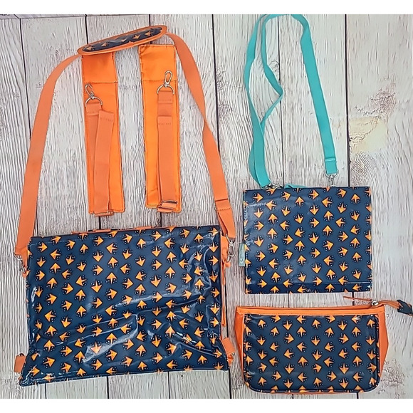 Les Skewies Convertible Backpack Set of 3 Blue Orange Silly Face Belgium - Picture 6 of 13